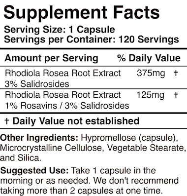 Rhodiola Rosea supplement facts